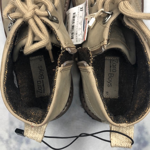 NWT Zara Boys Tan with Camo Sole Boots - Picture 6 of 8